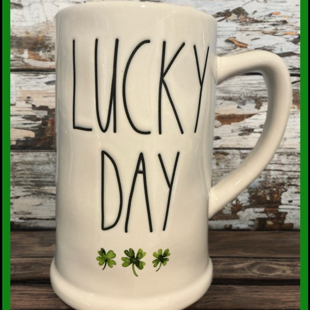Rae Dunn - 🍀 Lucky Day 🍀 Large Mug ( Never Used )